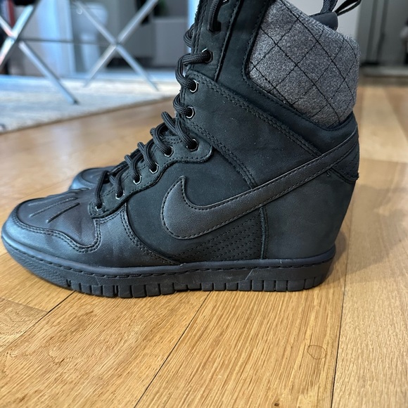 Nike Dunk Sky Hi  Gray Black Suede Wedge Sneaker Boot 616715-001 Women Size 6.5 - Picture 3 of 6